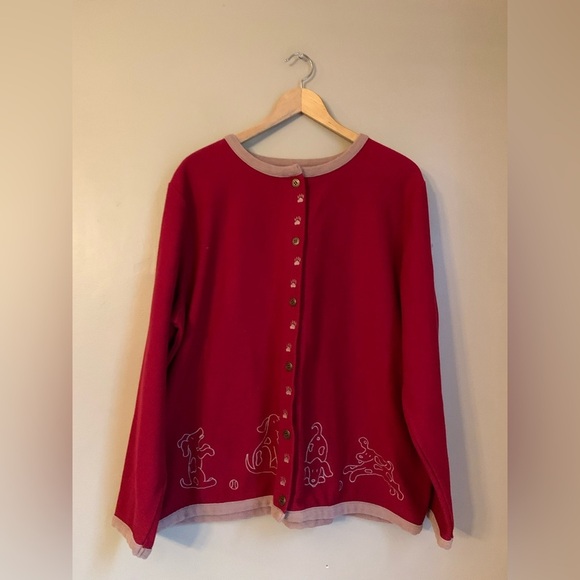 CHRISTOPHER & BANKS Cardigan for Puppy Lovers dog sweater 1x - Picture 1 of 9